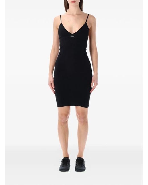 MM6 by Maison Margiela Black V-Neck Mini Dress