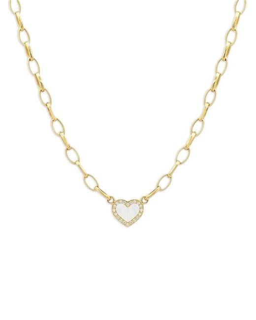 Jennifer Meyer Metallic Edith Diamond Pearl Heart Necklace