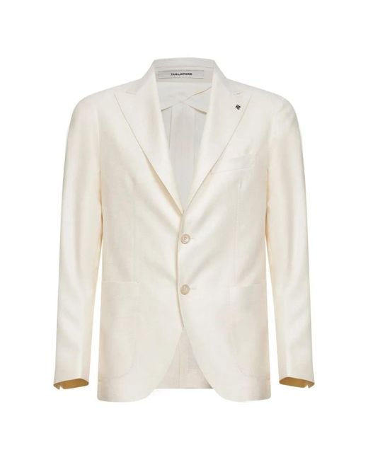 Tagliatore White Blazer Boutonné À Revers Pointus for men