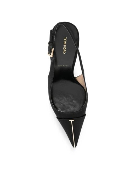 Tom Ford Black Crystal-Embellished Slingback Pumps