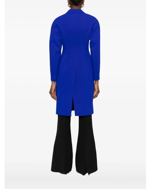 Jil Sander Blue Button-Up Felted Coat