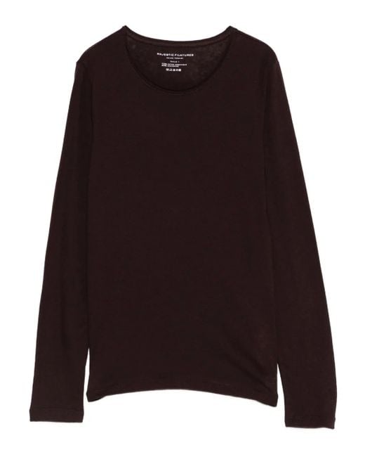 Majestic Filatures ラウンドネック ロングtシャツ Brown