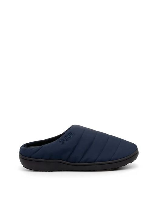 SUBU Blue Nannen F-Line Quilted Logo-Detail Slippers
