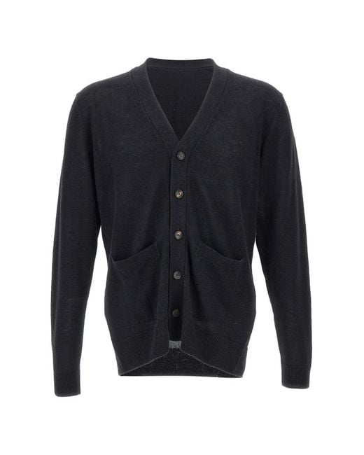 FILIPPO DE LAURENTIIS Blue V-Neck Button-Up Cardigan for men