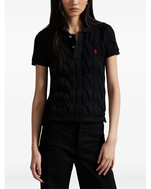 Polo Ralph Lauren Black Cable-Knit Polo Shirt
