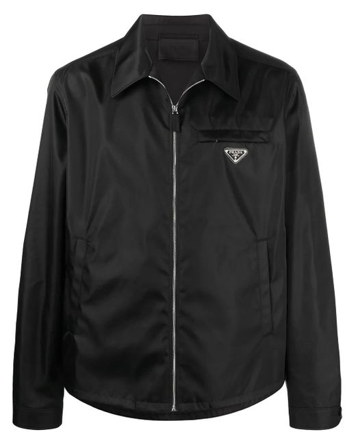 Prada Black Re-nylon Logo Plaque Shirt for men