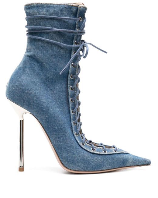 Le Silla Blue Colette 120Mm Denim Ankle Boots