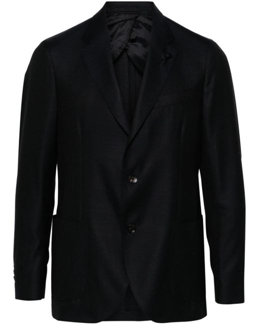 Lardini Black Single-breasted Wool-blend Blazer for men