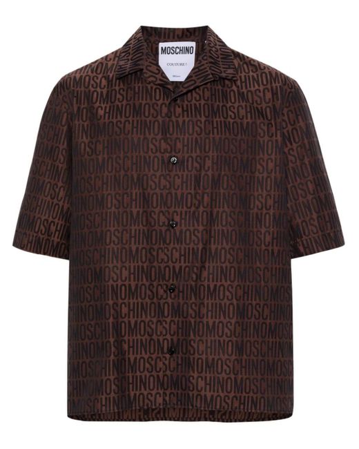 Camisa con logo en jacquard Moschino de hombre de color Brown