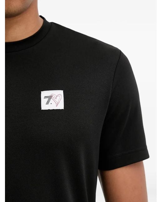 EA7 Black Logo-Patch T-Shirt for men