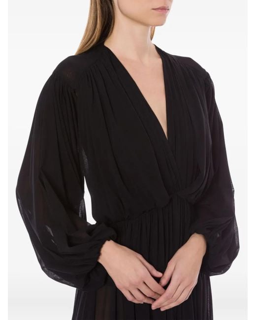 Philosophy Di Lorenzo Serafini Black Maxikleid Mit V-Ausschnitt