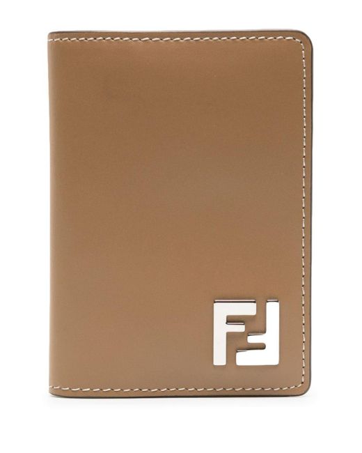 Fendi Brown Ff Logo-plaque Faux-leather Cardholder for men
