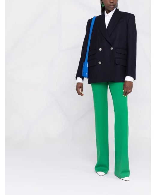 McQueen Blue Double-Breasted Wool-Blend Blazer