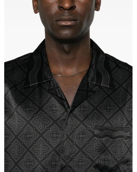 Casablanca Black Radiating Monogram Silk Shirt for men