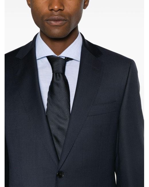 Boss Blue Single-breasted Wool Suit for men