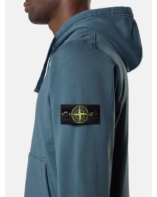 Stone Island Blue Logo-Patch Hoodie for men