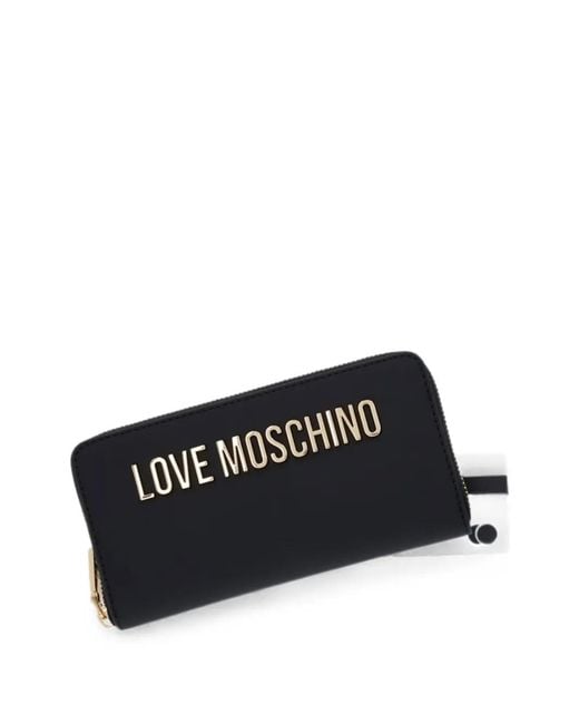 Love Moschino Black Logo-Plaque Zip-Around Wallet