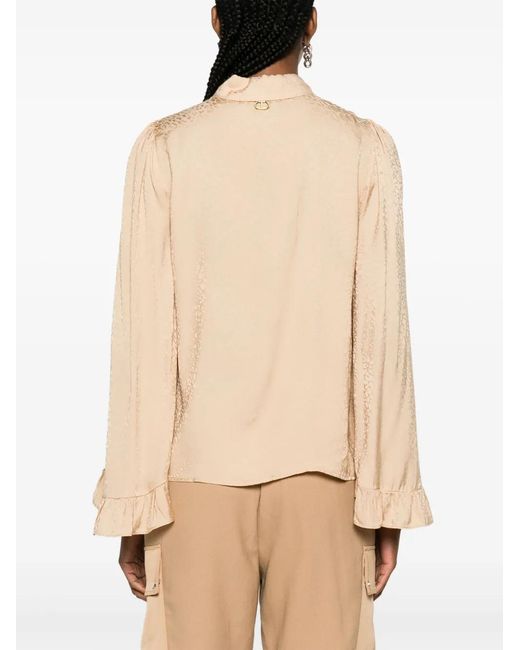 Twinset Natural Animal-Print Ruffle-Cuffs Shirt