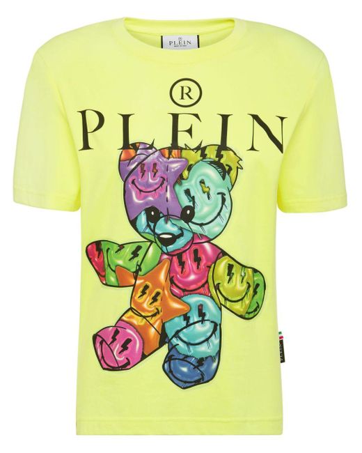 Philipp Plein Yellow Padded-shoulders Cotton T-shirt