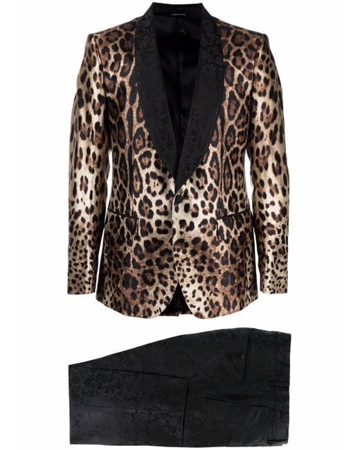 Dolce & Gabbana Seide Anzug mit Leoparden-Print in Braun für Herren - Lyst