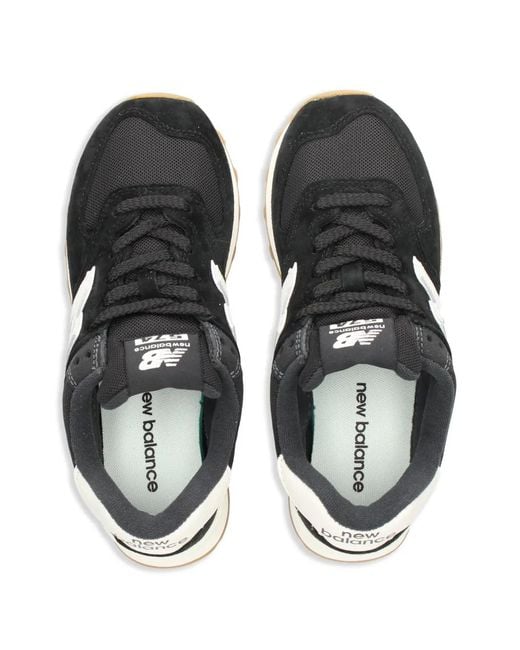New Balance Black 574 Suede Lace-Up Sneakers