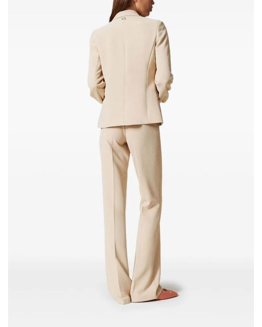 Twinset Natural Crêpe Flared Trousers