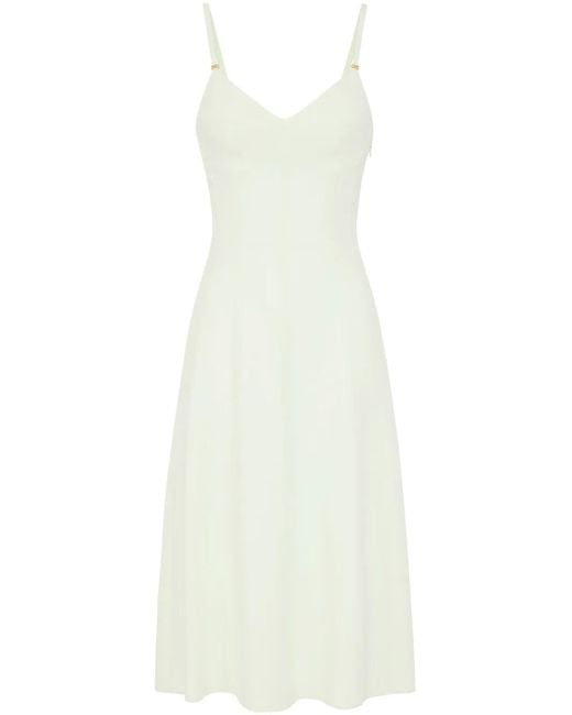 Elisabetta Franchi White Lace-Up Detail Crepe Midi Dress