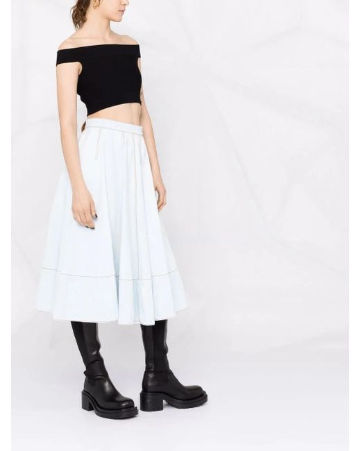McQueen Black Woman Off Shoulder Crop Top