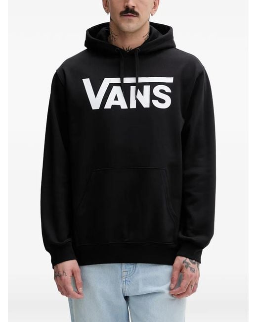 Vans Black Logo-Print Drawstring Cotton Hoodie for men