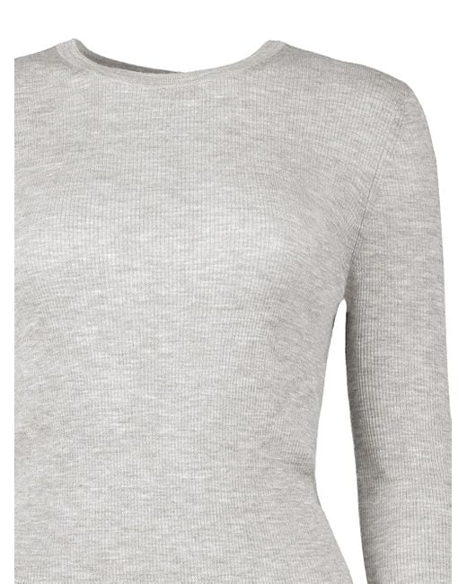 Michael Kors Gray Ribbed Round-Neck Pullover