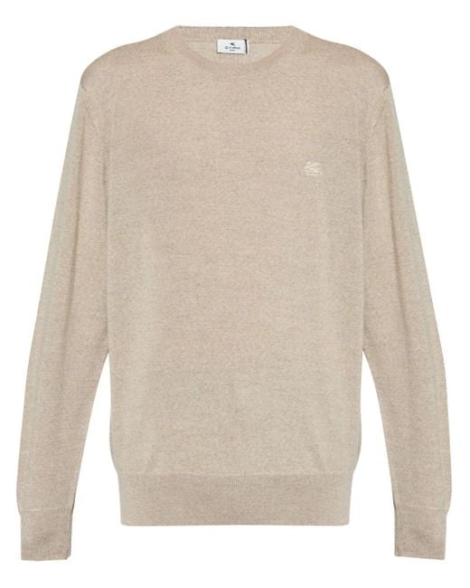 Etro White Wool Jacquard Sweater for men