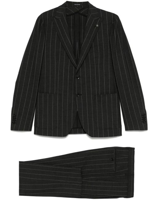 Tagliatore Black Pinstriped Suit for men