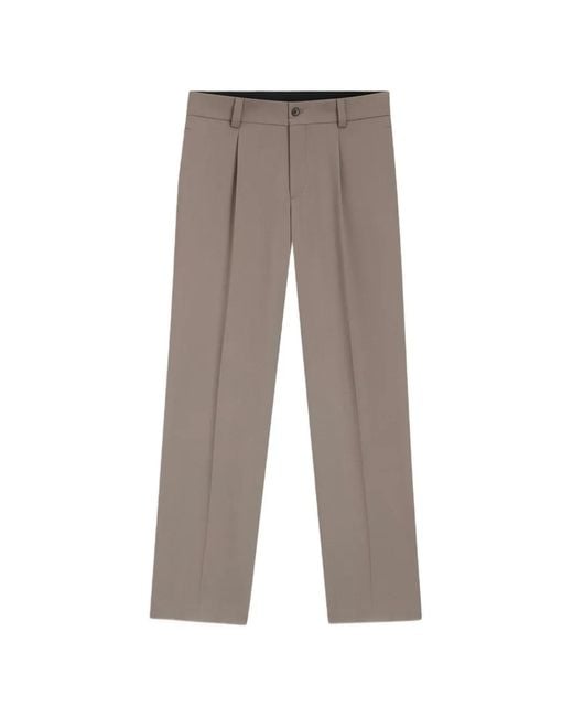 HUGO Gray Pleated-Detail Straight-Leg Trousers for men