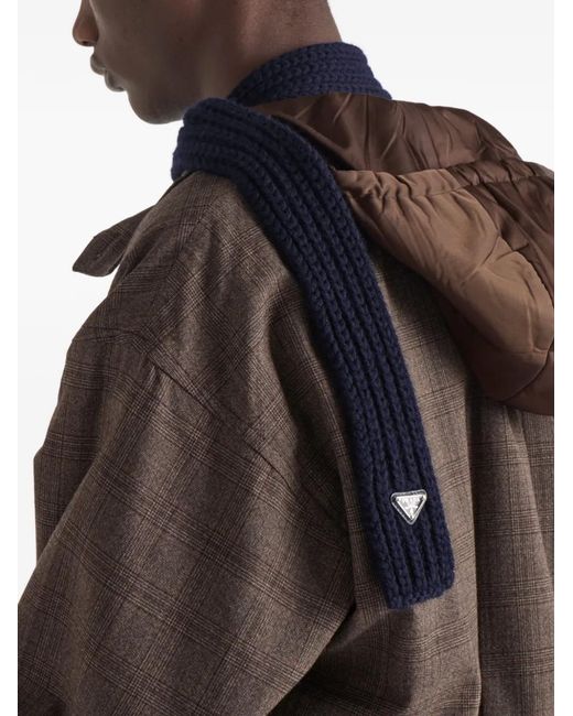 Bufanda Con Logo Triangular Prada de hombre de color Blue