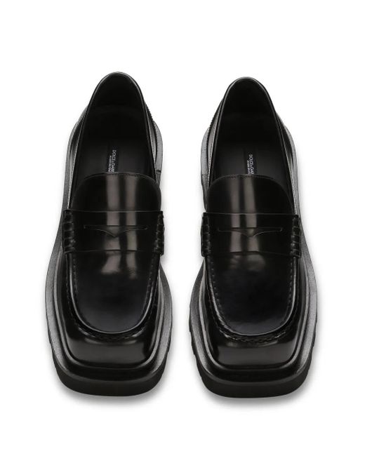 Dolce & Gabbana Black Penny-Slot Leather Loafers for men