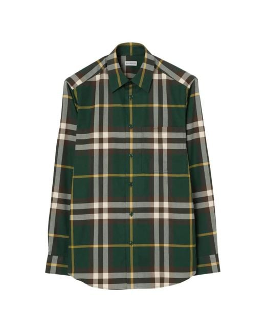 Burberry Green Check Cotton Shirt for men