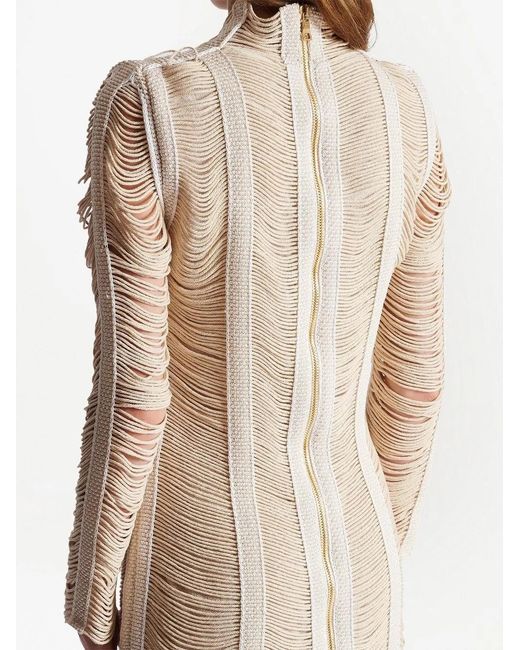 Balmain White Macramé-Knit Openwork Minidress