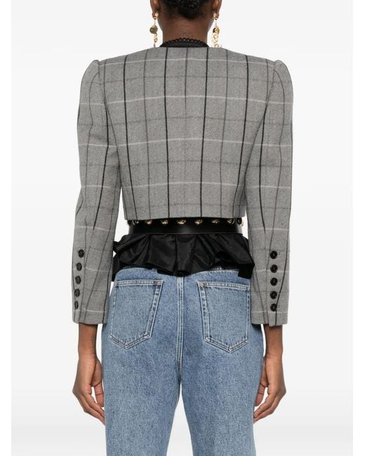 Chloé Gray Double-Breasted Check Jacket