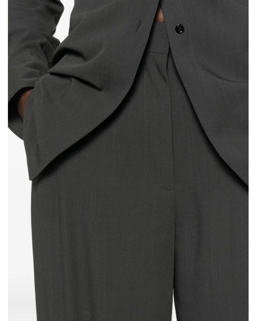 Totême Gray High-Waist Wide-Leg Trousers