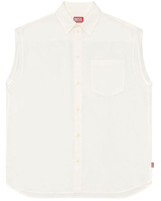 DIESEL White S-simens Sleeveless Shirt for men