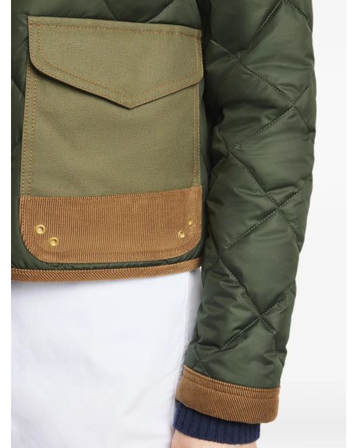 Fay Green Veste Matelassée À Col Lainé