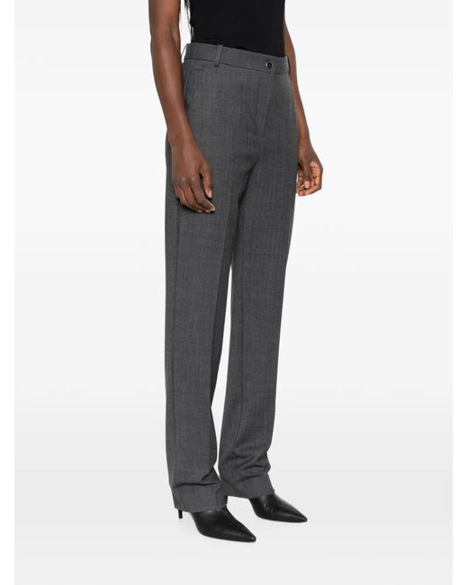Pinko Gray Pantalon À Patch En Dentelle
