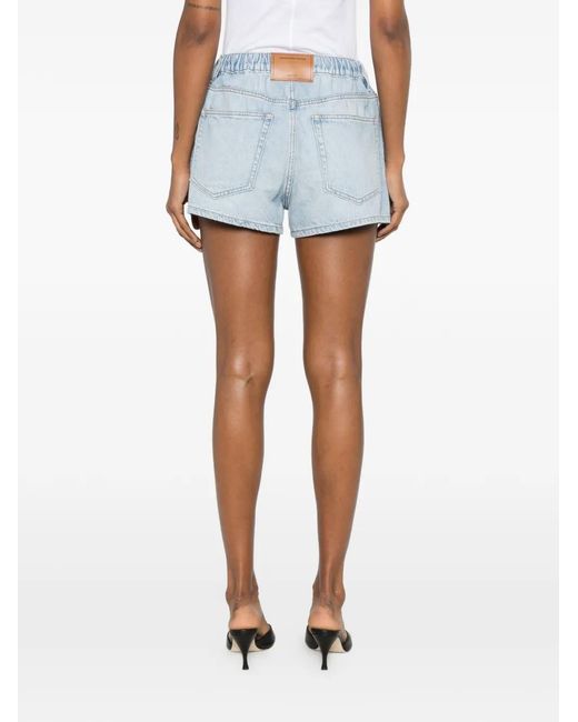 Alexander Wang Blue Marathon Crystal-Drawstring Shorts