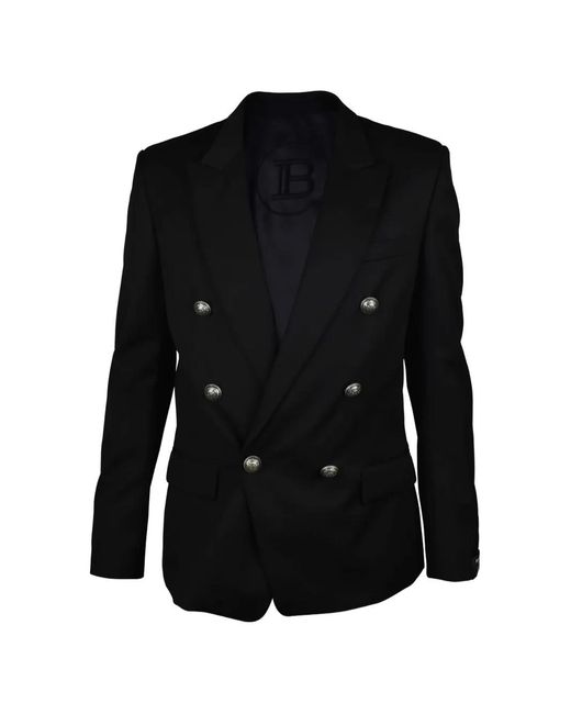 Balmain Black Double-Breasted Blazer for men