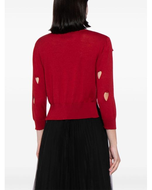 Simone Rocha Red Love Heart Pullover mit Cut-Outs