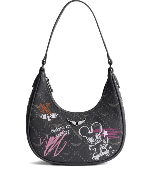 Zadig & Voltaire Gray X Humberto Cruz Night Out Monogram Shoulder Bag