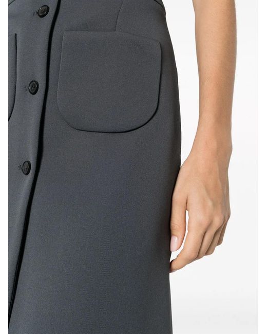 Courreges Blue A-Line Cotton Midi Skirt