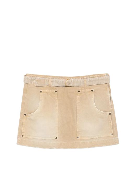 Semicouture Natural Belted Mini Skirt