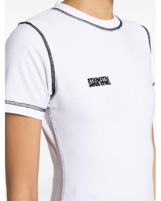 Vetements White Logo-patch Stretch-cotton T-shirt
