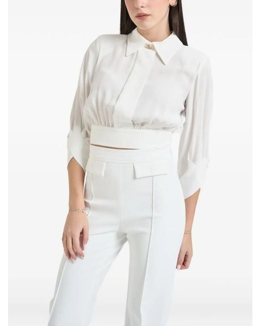 Elisabetta Franchi White Open-Back Button Shirt